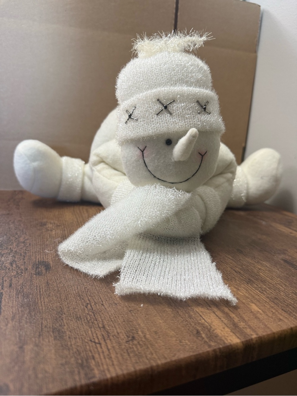 🔥2 for $10🔥 Vintage Plush White Snowman Mantle Decor